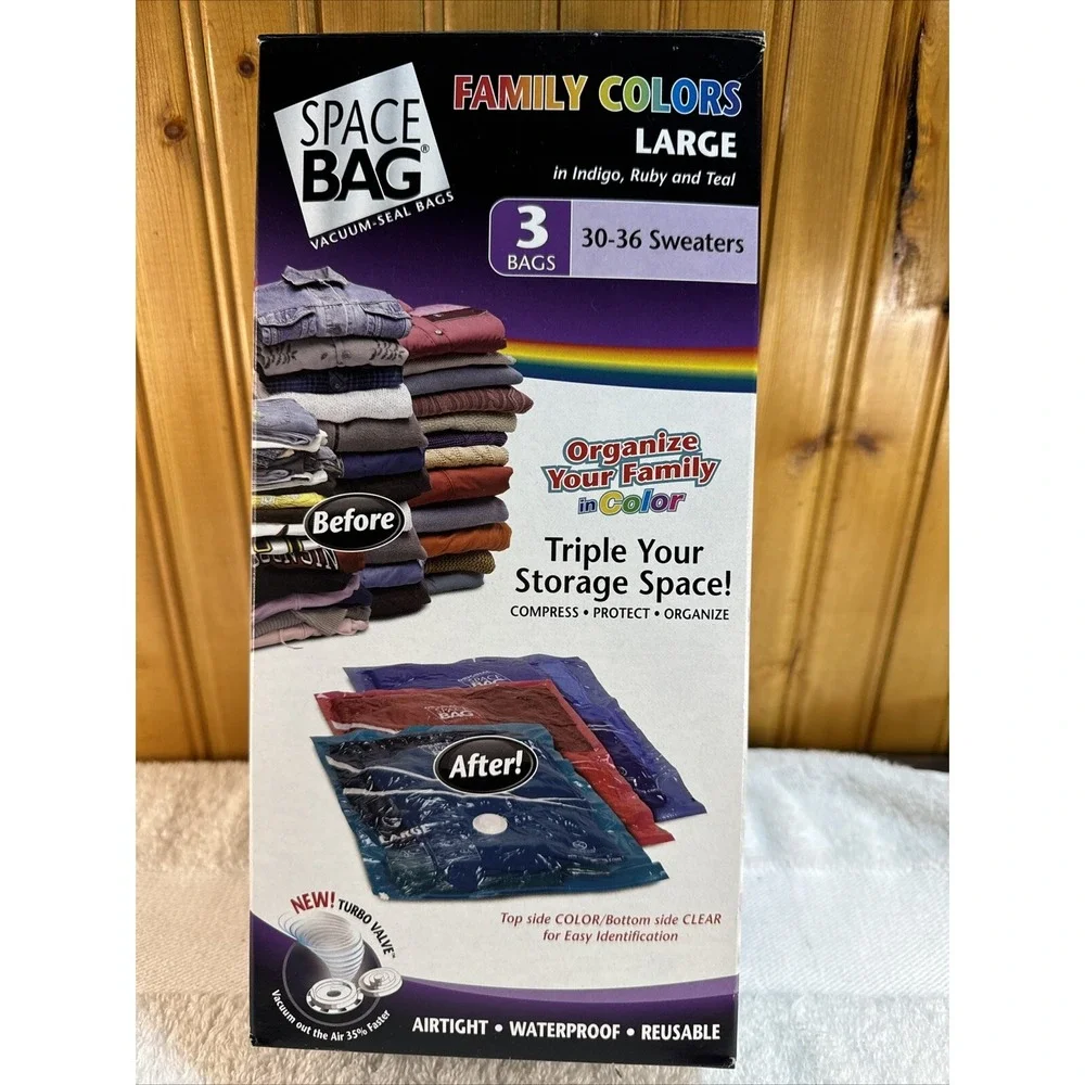 Space Bag Vacuum Seal Bags 3 Count Large In Pretty Colors **READ**open Box